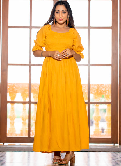 Yellow Long Stylish Maxi Dress