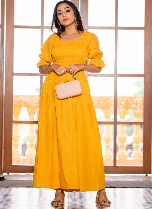 Yellow Long Stylish Maxi Dress