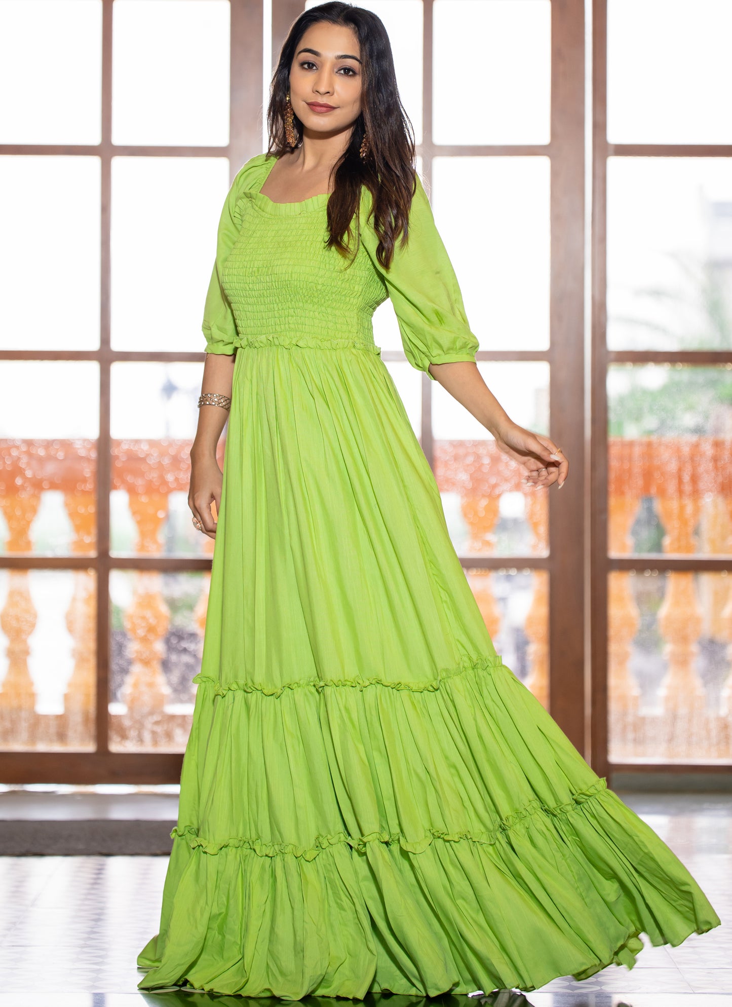 Parrort Green Long Stylish Maxi Dress