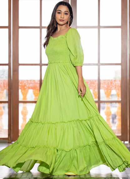 Parrort Green Long Stylish Maxi Dress