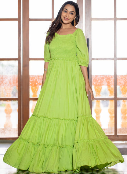 Parrort Green Long Stylish Maxi Dress