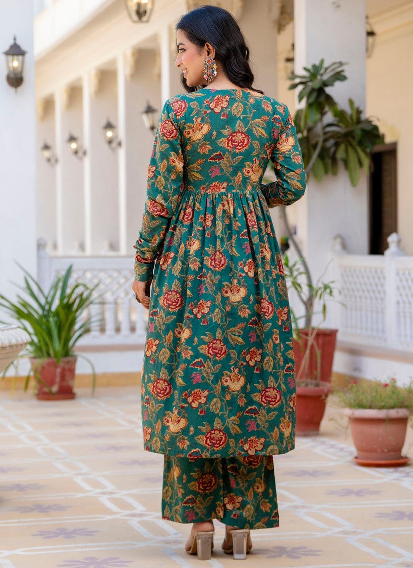 Beautiful Heavy Cotton Anarkali Green Suit