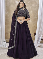 Stylish Purple Gorgette Lehenga Choli