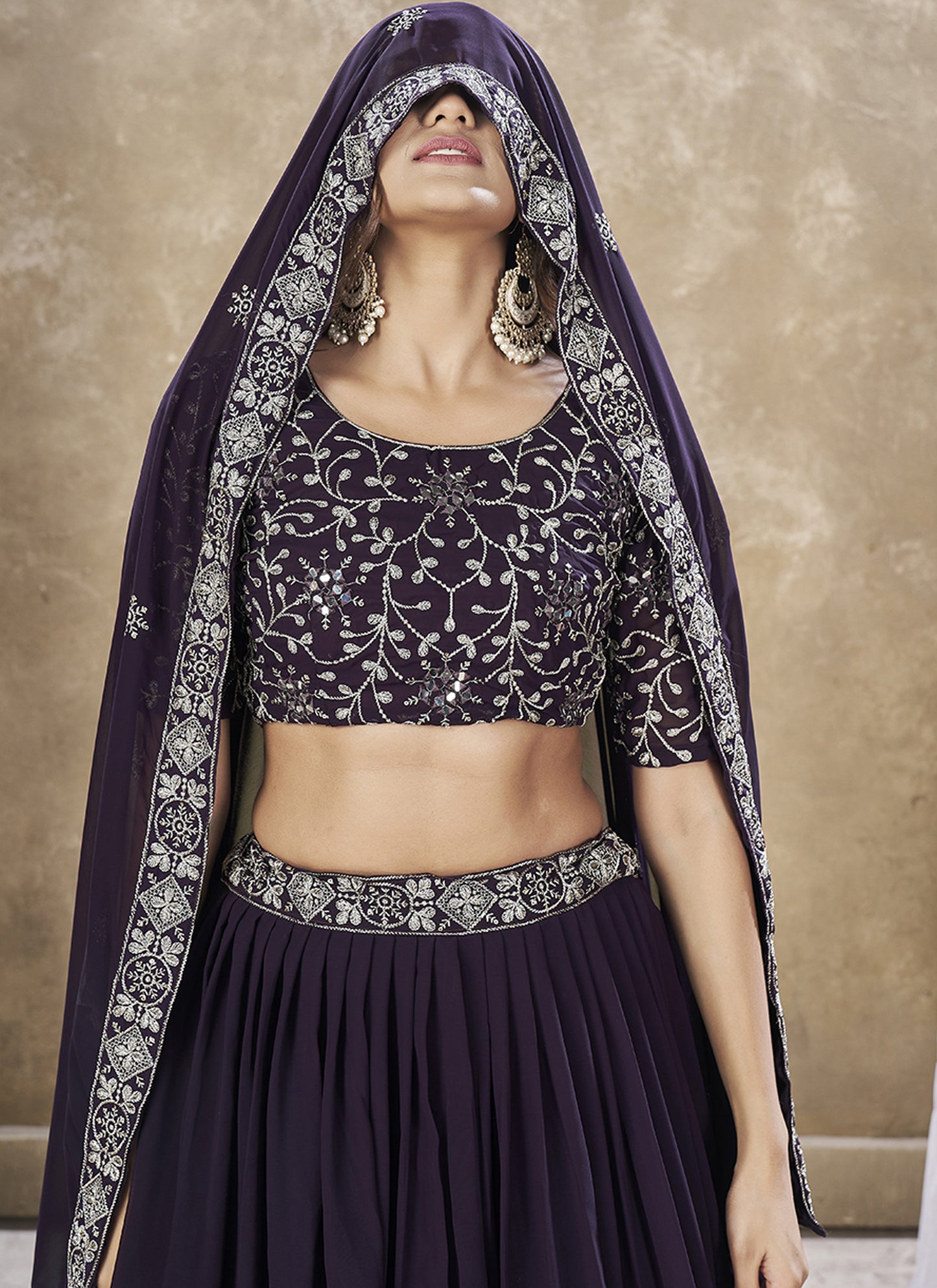 Stylish Purple Gorgette Lehenga Choli