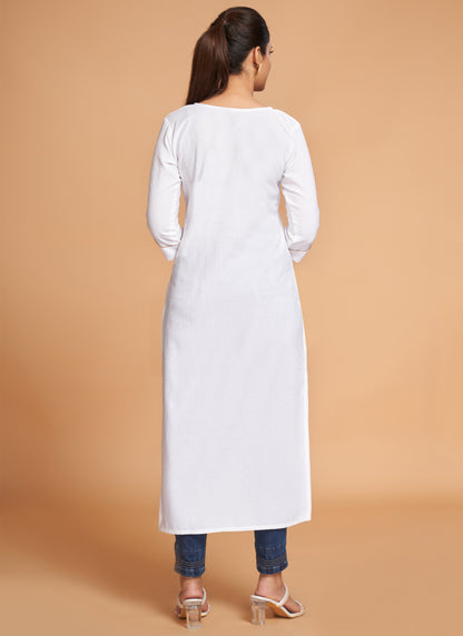 White Silk Causal Kurti