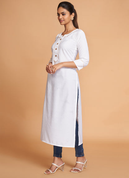 White Silk Causal Kurti