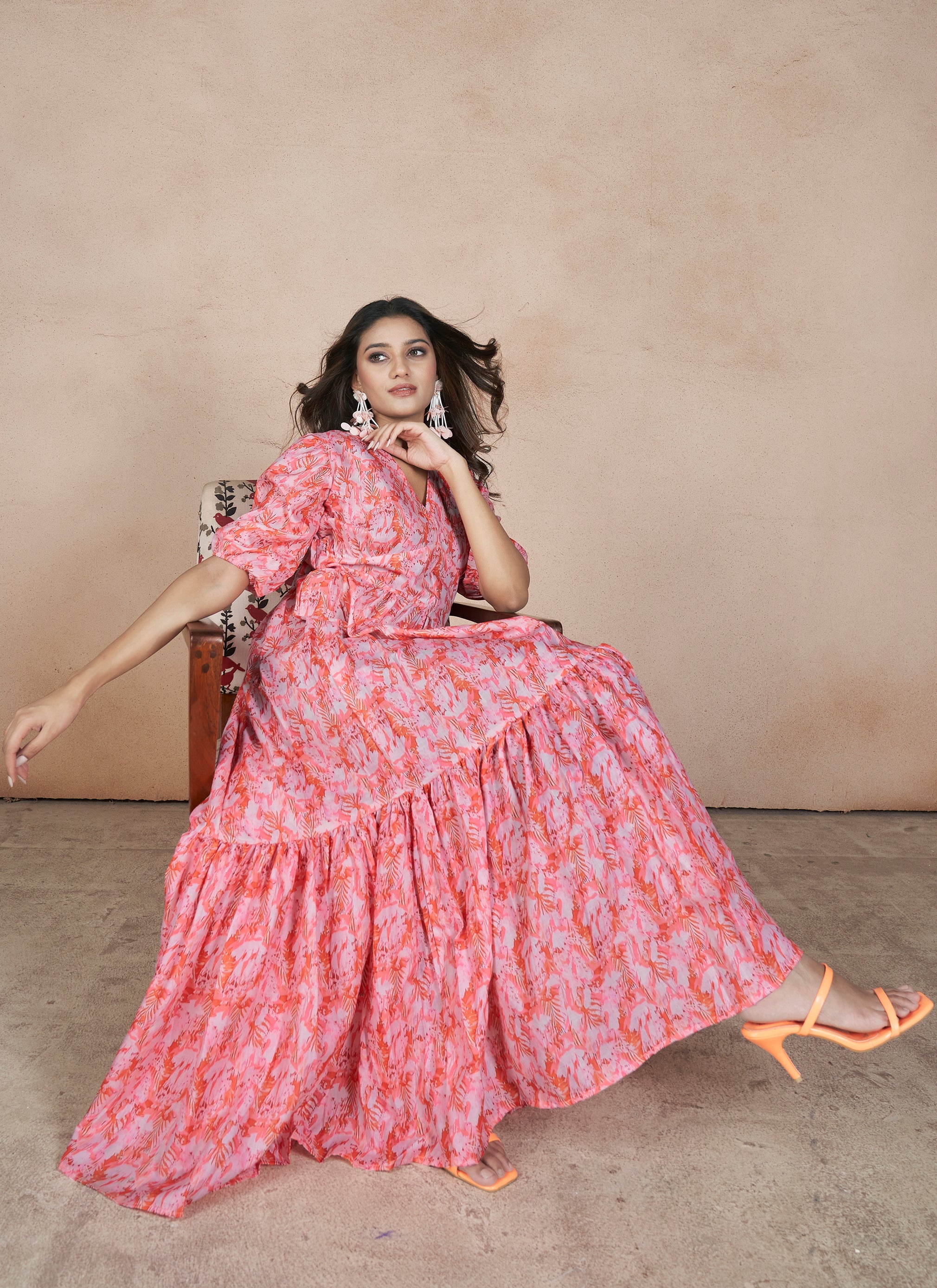 Pink Cotton Western Dress