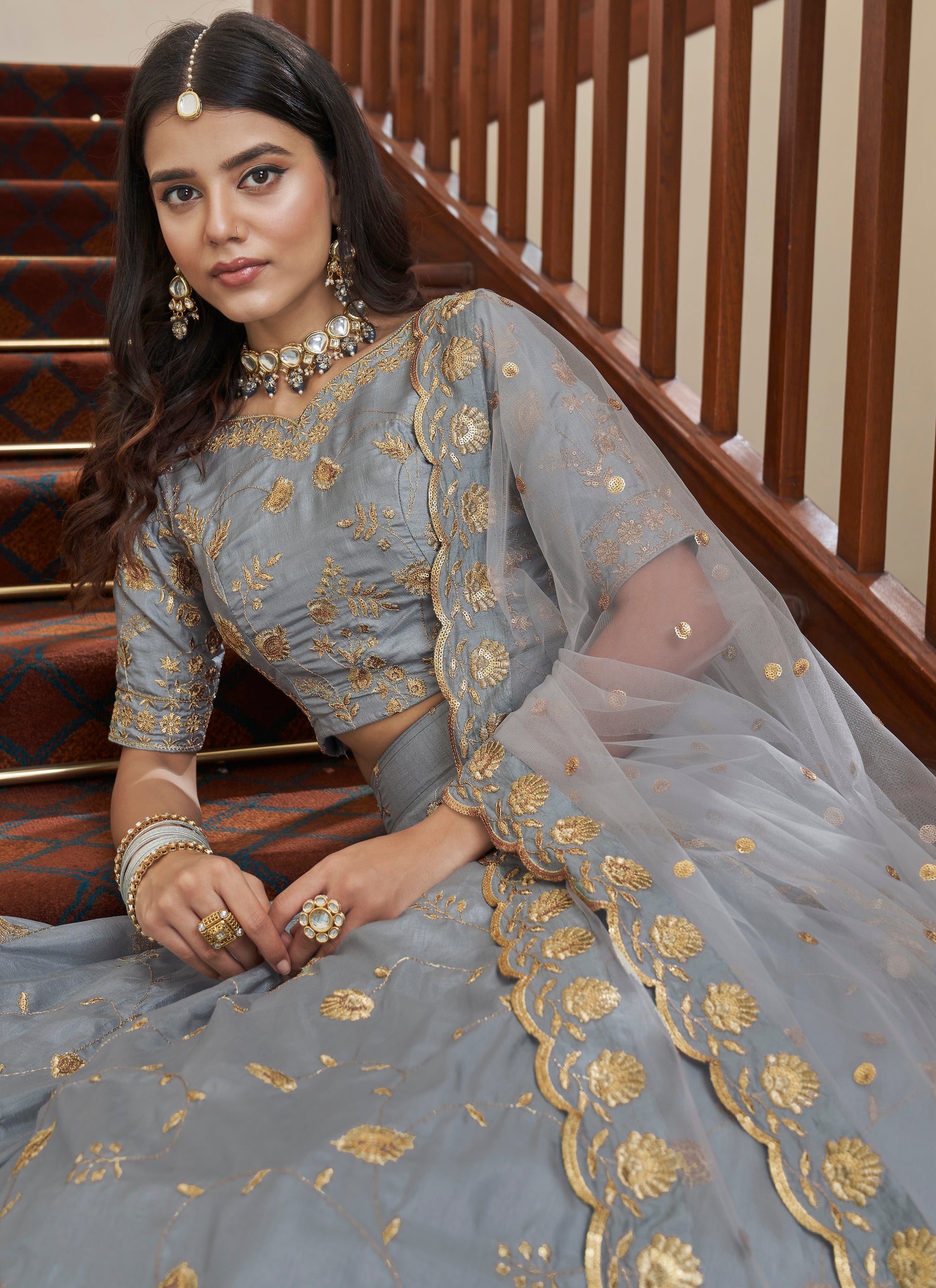 Awesome Designer Cape Style Grey Lehenga Choli ,Indian Dresses - 2 | Indian  designer outfits, Indian outfits, Diy dress