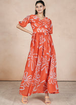 Long Orange Gorgette Maxi Dress