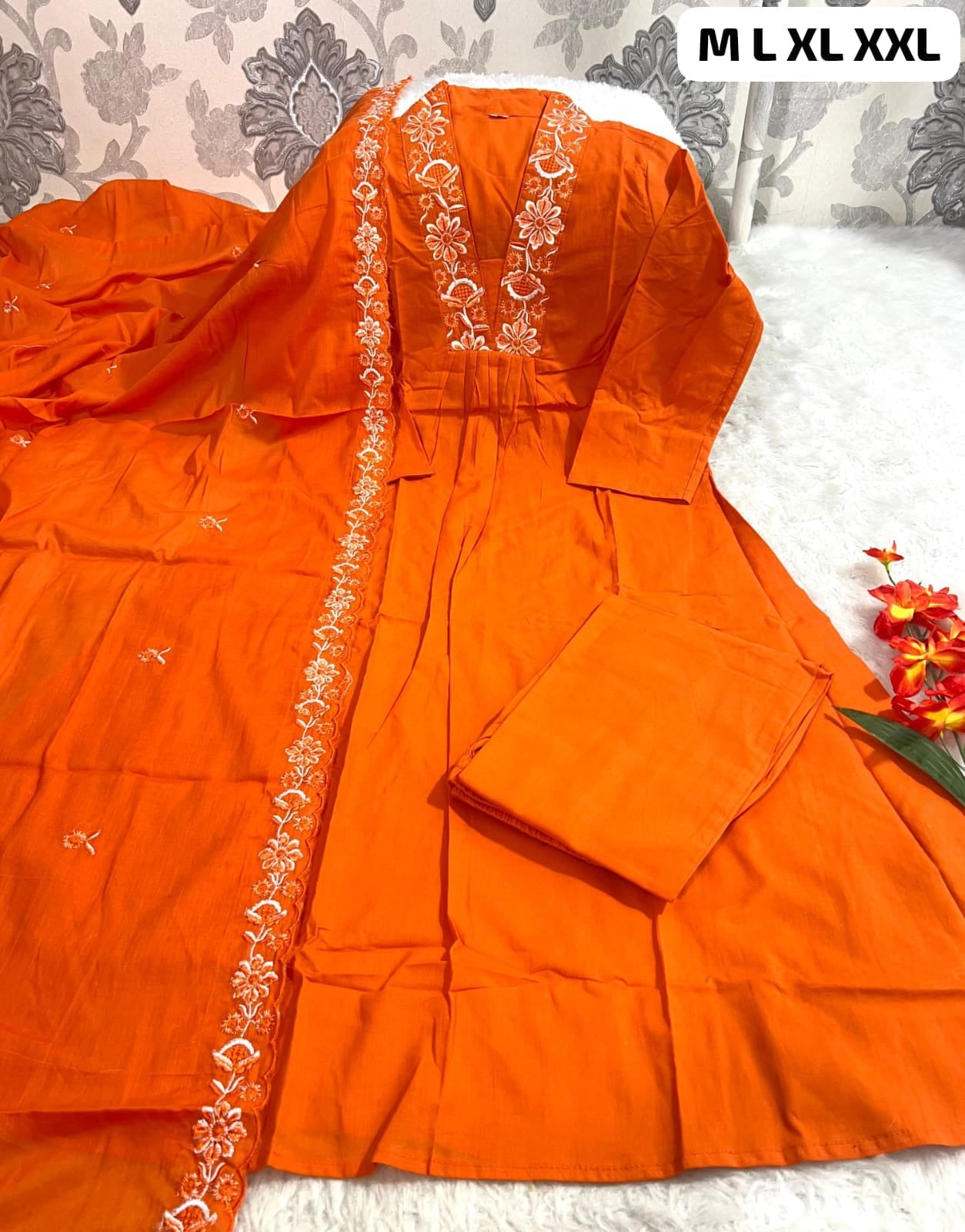 Beautiful Long Party Wear Orange Gown