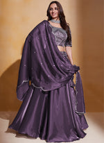 Organza Silk Purple Lehenga Choli