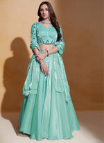 Organza Silk Sea Green Lehenga Choli