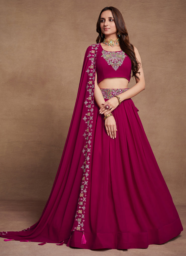 Cheery Pink Gorgette Lehenga Choli