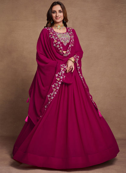 Cheery Pink Gorgette Lehenga Choli