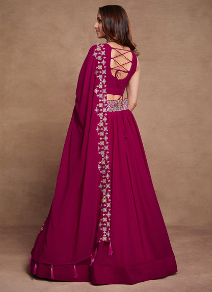 Cheery Pink Gorgette Lehenga Choli