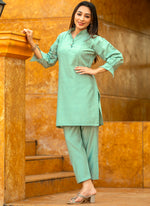 Green Slik Co-ord Set