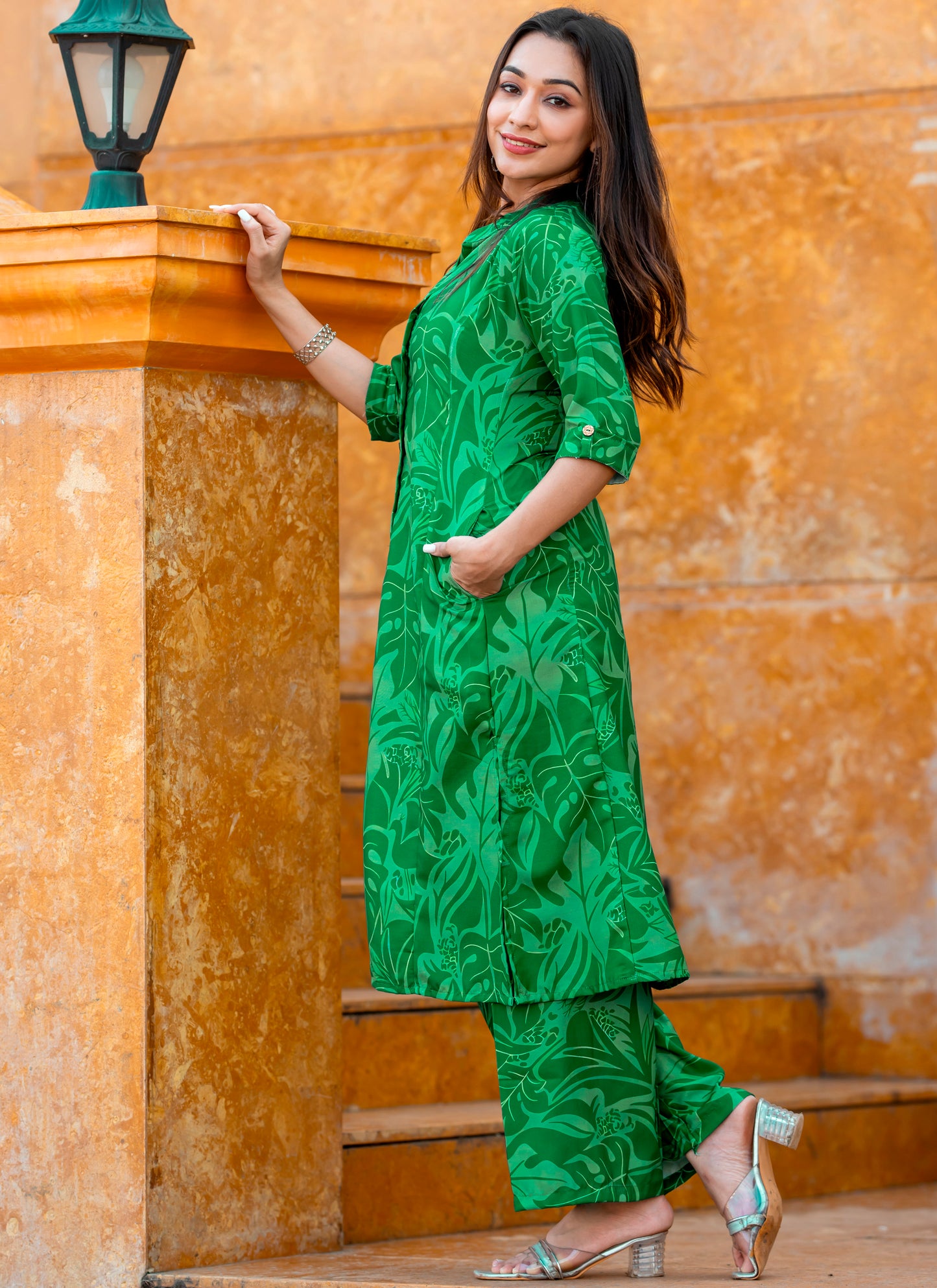 Green Rayon Co-ord Set