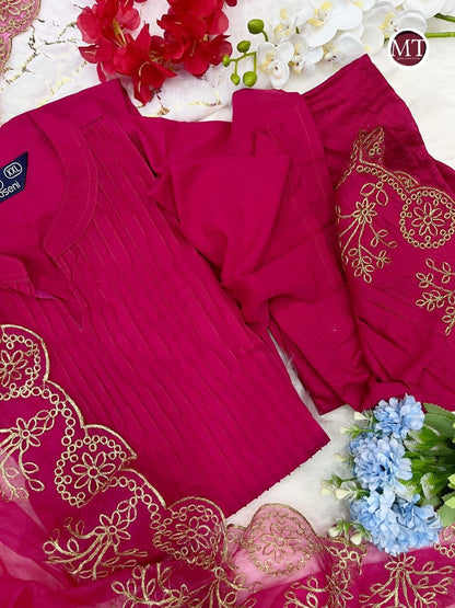 Beautiful Heavy Cotton Anarkali Pink Suit