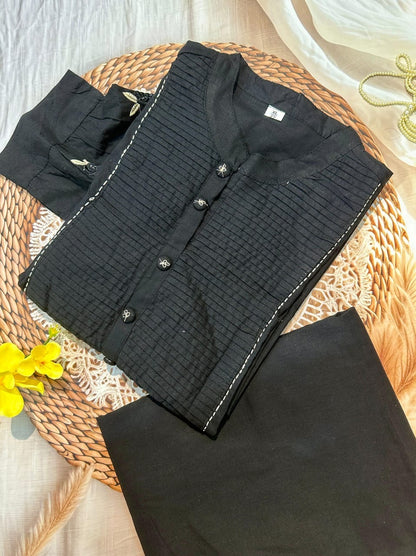 Fancy Black Cotton Kurti Pant With Embroidery