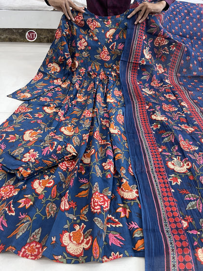 Beautiful Heavy Cotton Anarkali Blue Suit