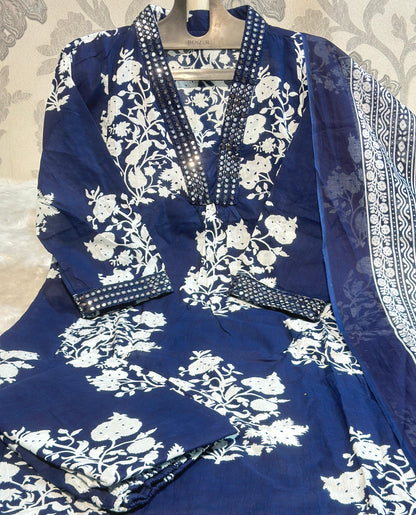 Very Beautifull Blue Cotton Anarkali Suit