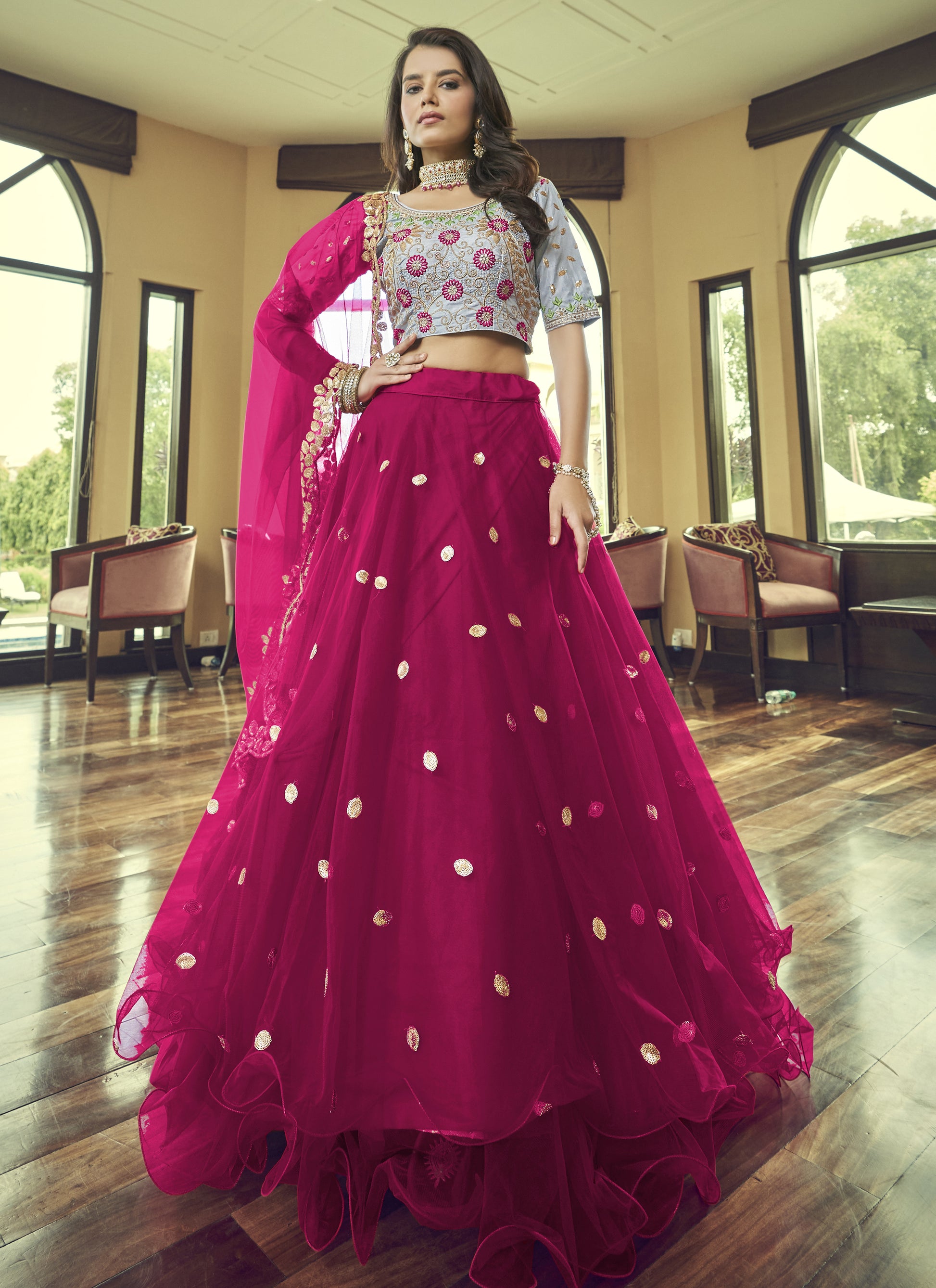 Cherry Pink Party Wear Lehenga Choli – Indian Rani